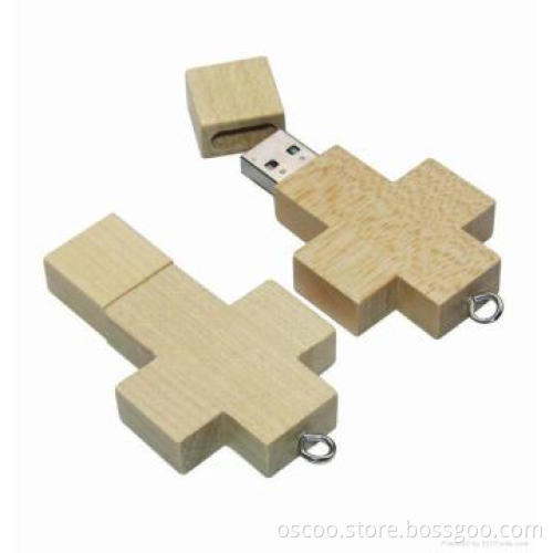 wooden usb flash drive, cross shape